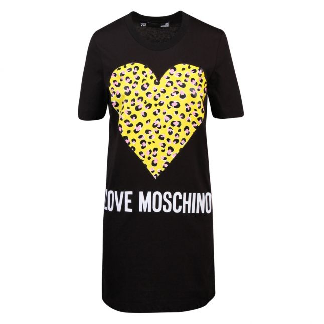 Womens Black Leopard Heart S/s Dress