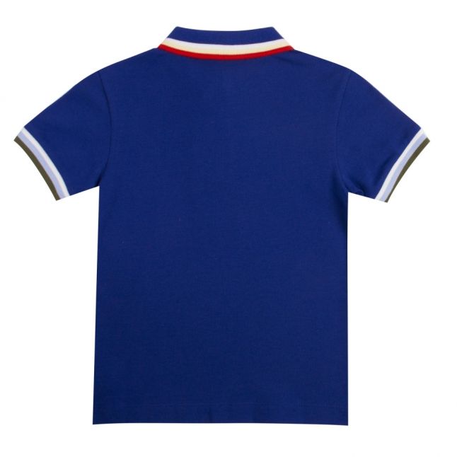 Boys Blue Tipped Branded S/s Polo Shirt