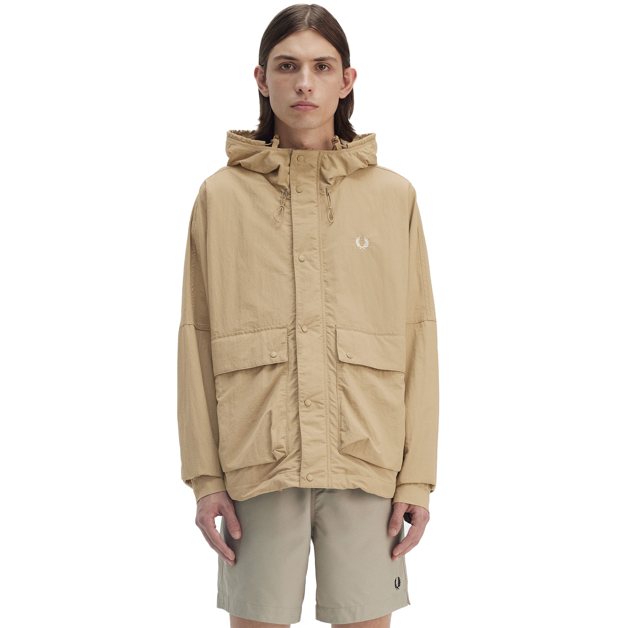 Mens Fred Perry Warm Stone Cropped Fishing Parka