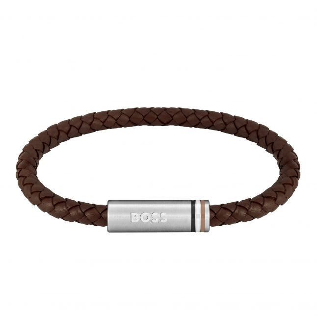 Mens Brown/Silver Ares Single Braided Bracelet