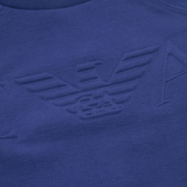 Boys Blue Embossed Logo Crew Sweat