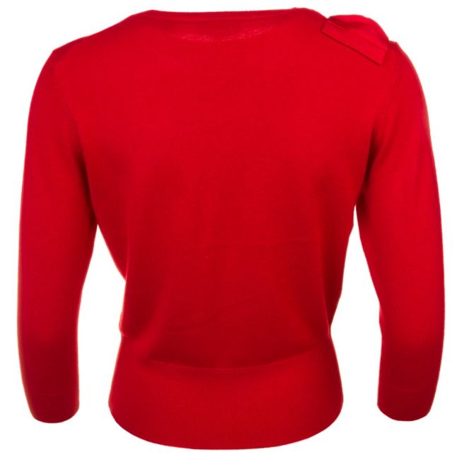 Womens Bright Red Callah Bow Detail Jumper