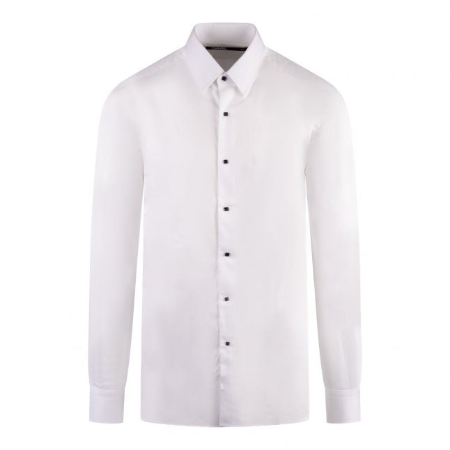 Mens White Modern Fit Popper L/s Shirt