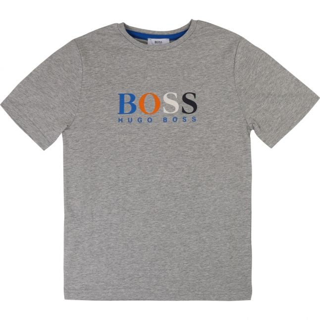 Boys Grey Colour Logo S/s T Shirt