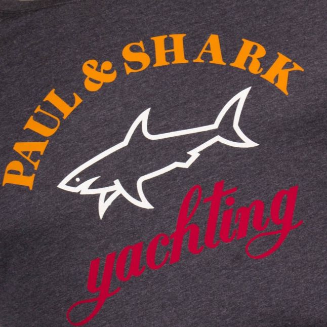 Paul & Shark Mens Grey Tri Colour Logo Shark Fit T Shirt