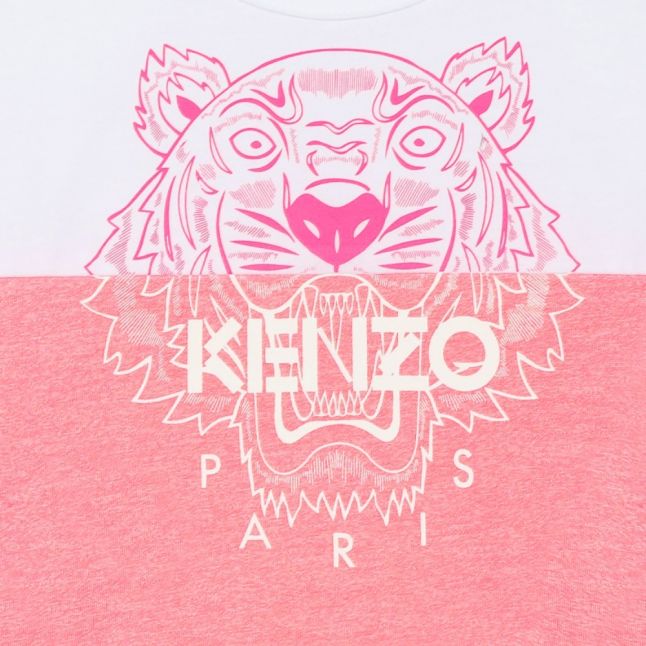 Girls Neon Pink Tiger Mix S/s T Shirt