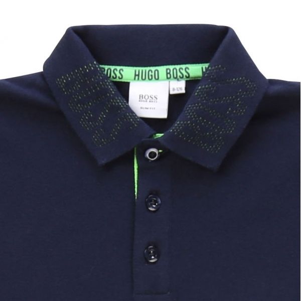 Boys Navy Small Patch Tipped S/s Polo Shirt