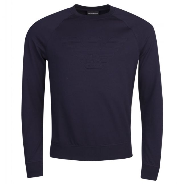 Mens Navy Embossed Eagle Sweat Top