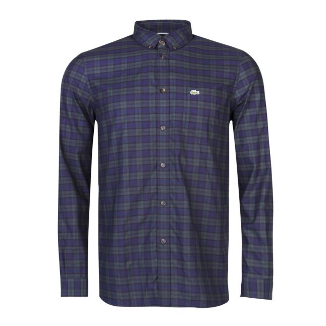 Mens Green & Blue Tonal Check L/s Shirt