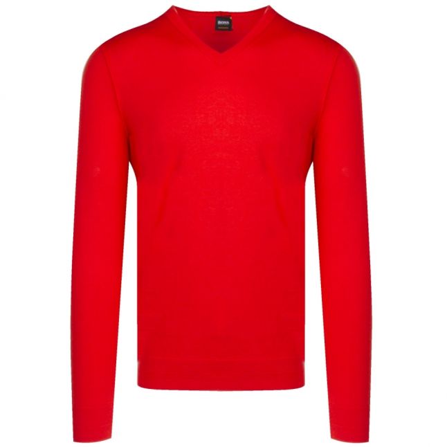 Casual Mens Red Kwesvirow V Neck Knitted Jumper