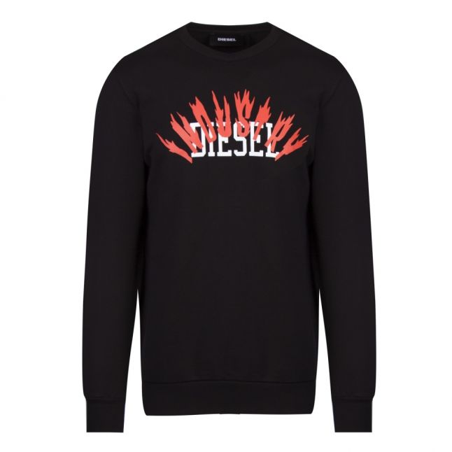 Mens Black S-Gir-A1 Fire Crew Sweat Top