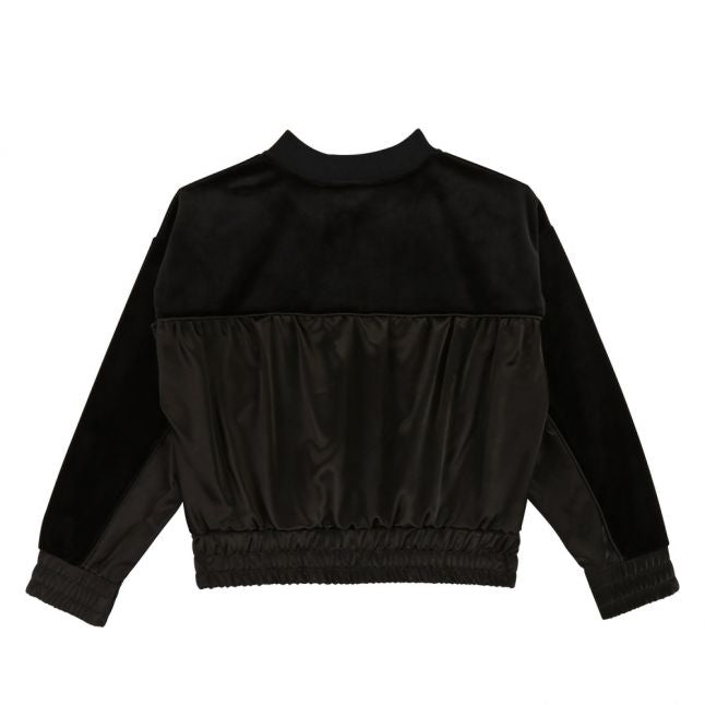 Girls Black Velvet Sweat Jacket