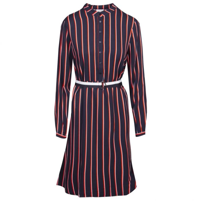 Womens Navy Visezu Track Stripe Shirt Dress