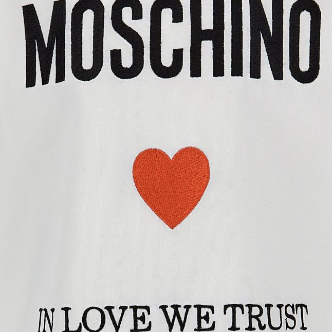 Girls Moschino White Logo Heart Midi Dress