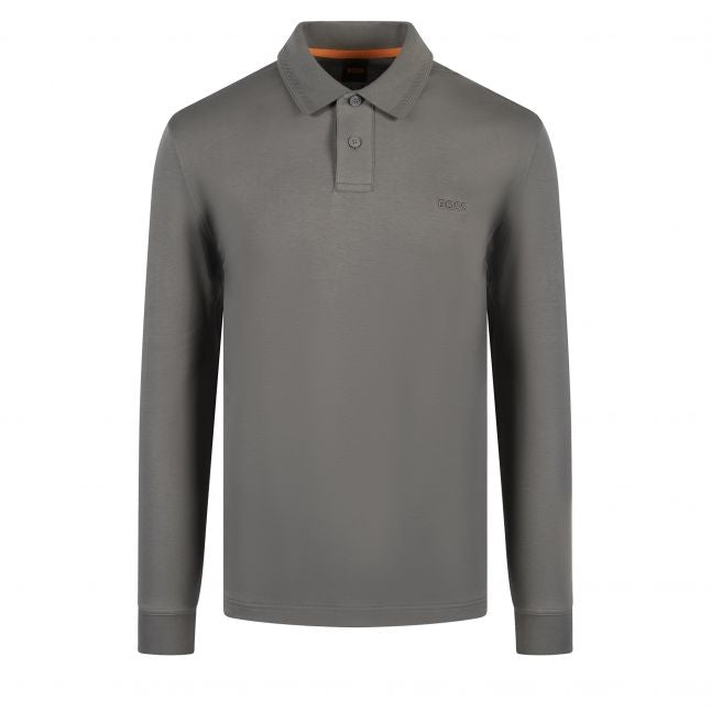 Mens Grey Pe_interlock L/s Polo