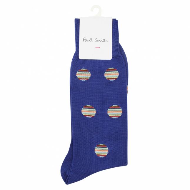 Mens Cobalt Blue Multicoloured Polka Dot Socks