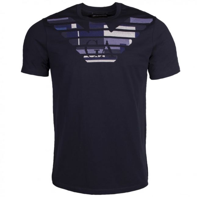 Mens Navy Embellished Eagle S/s T Shirt