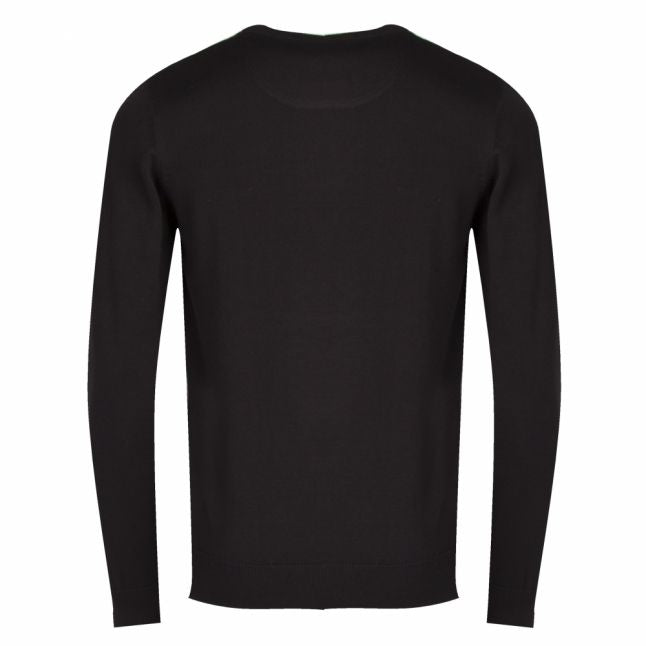 Mens Black Branded Crew Neck Knitted Top