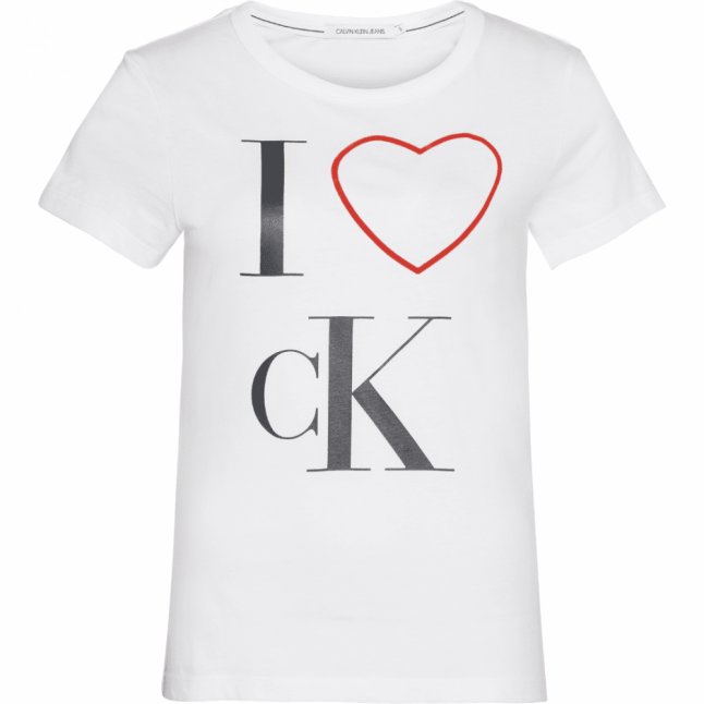 Womens Bright White I Love CK Slim Fit S/s T Shirt