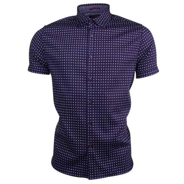 Mens Navy Texgeo Geo Print S/s Shirt