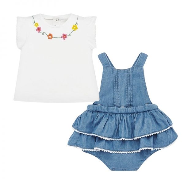 Baby Light Blue Denim Ruffle Dress Outfit