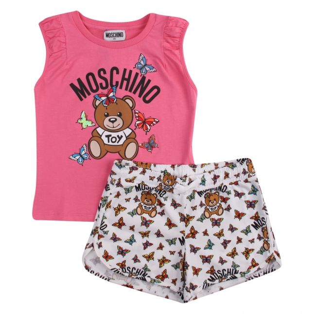 Girls Dark Pink Toy Butterfly Top & Shorts Set