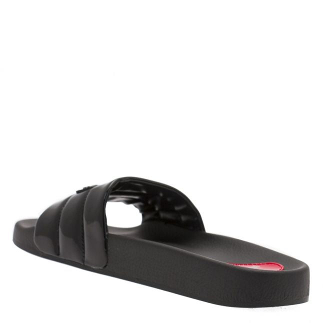 Womens Black Branded Slides