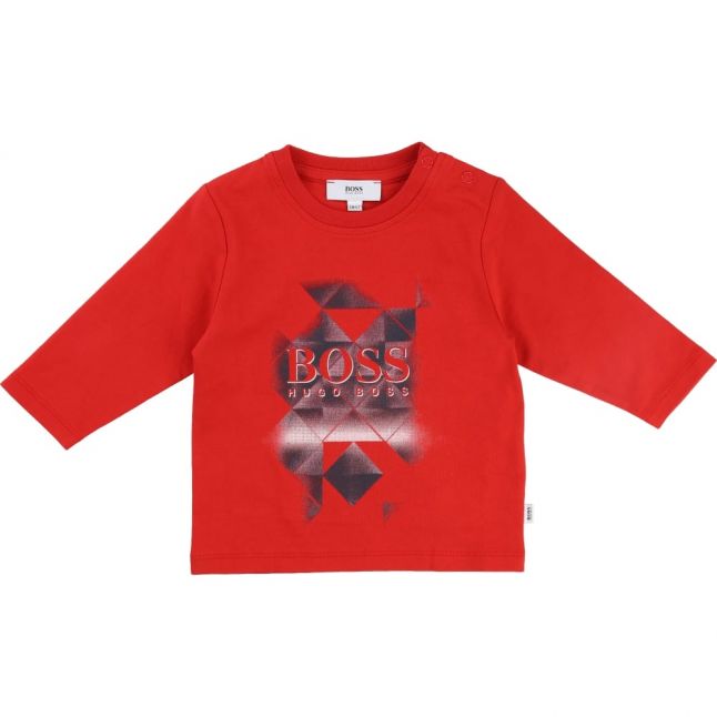 Baby Red Logo Print L/s T Shirt