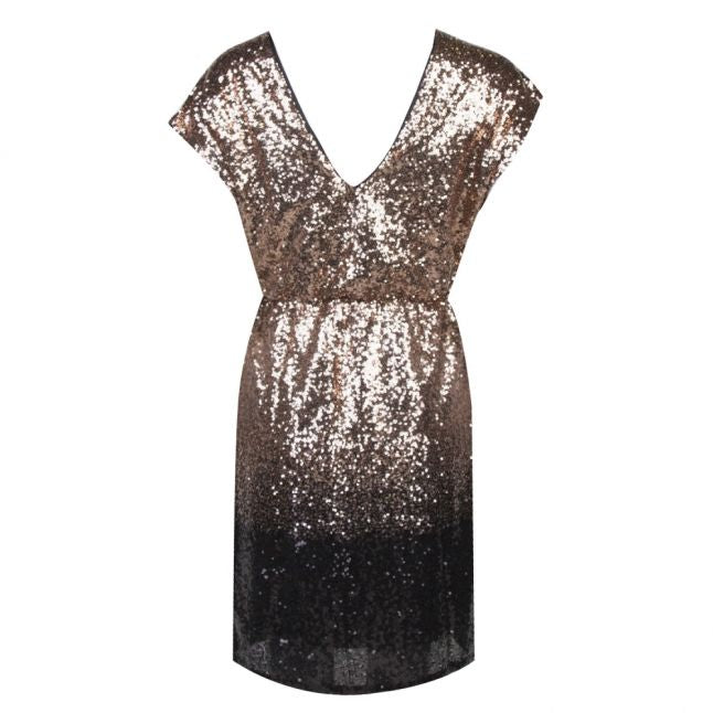 Womens Black/Gold Vielvia Sequin Dress