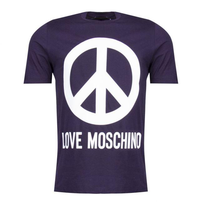 Mens Blue Large Peace Logo Regular S/s T Shirt