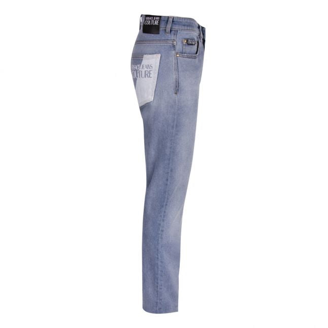 Mens Light Blue Branded Pocket Slim Fit Jeans