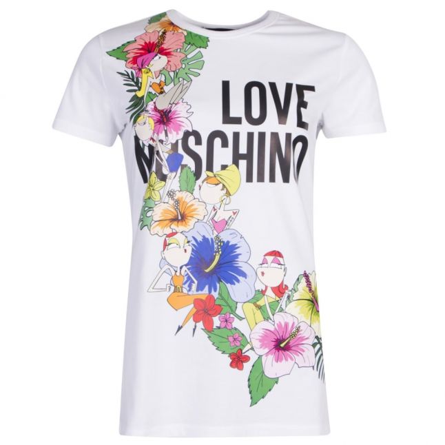 Womens Optical White Logo Floral S/s T Shirt