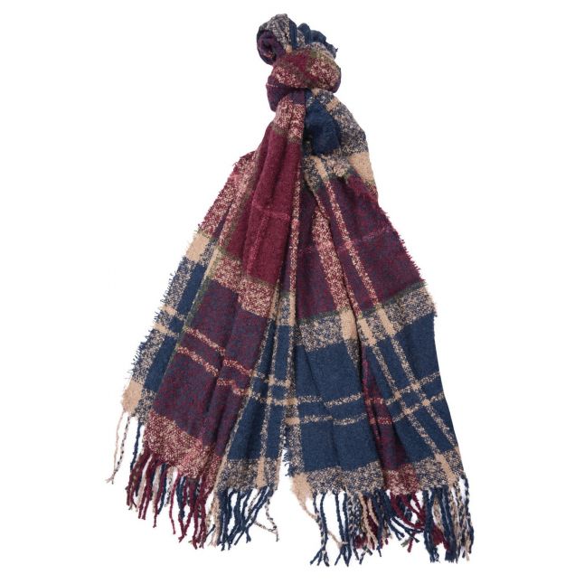 Womens Damson Tartan Boucle Scarf