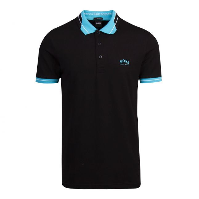 Athleisure Mens Black/Turquoise Paule Slim Fit S/s Polo Shirt