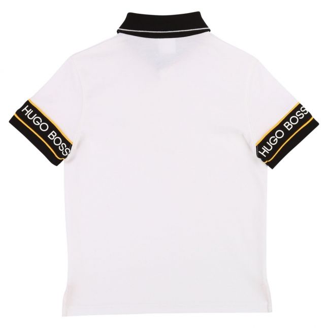 Boys White Logo Tape Sleeve S/s Polo Shirt