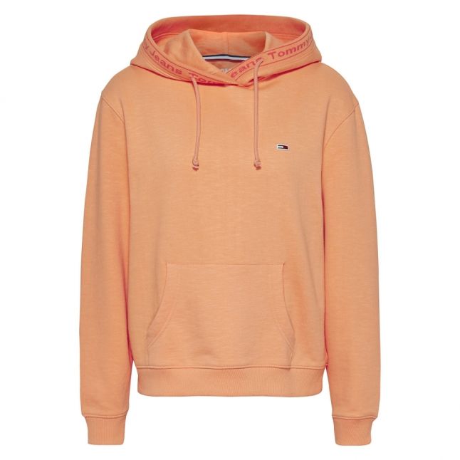 Womens Melon Orange Branded Rib Hoodie