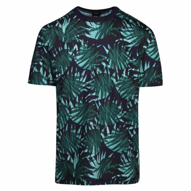 Casual Mens Dark Blue Tlight Palm Leaf S/s T Shirt