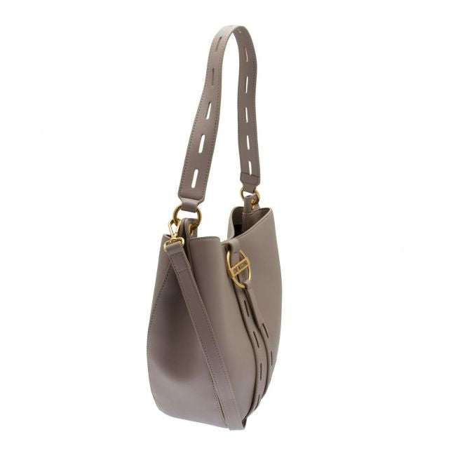 Womens Taupe Buckle Hobo Bag