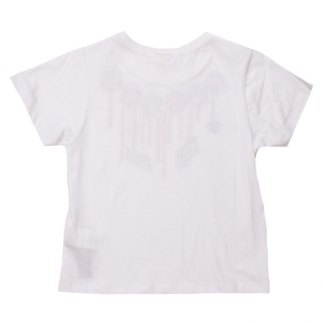 Girls White Printed Necklace S/s Tee Shirt