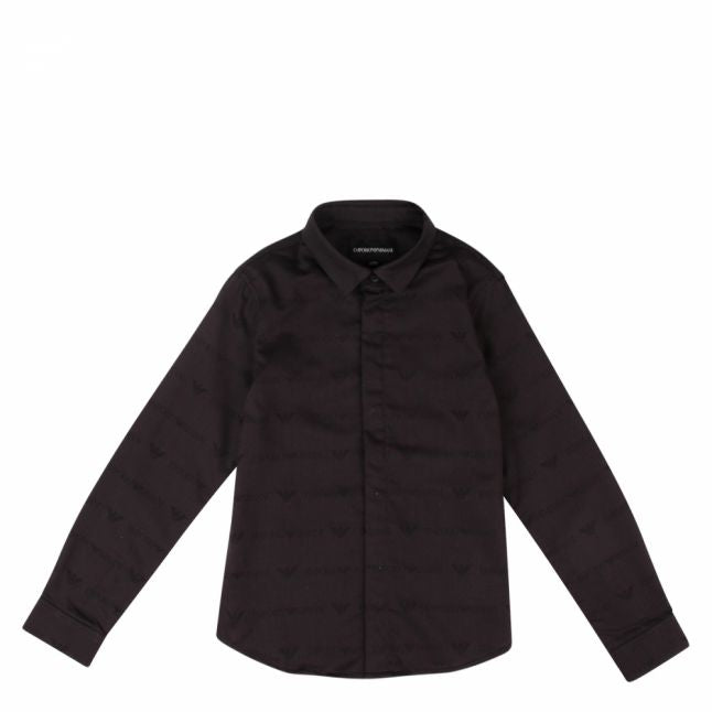 Boys Navy Tonal Logo L/s Shirt