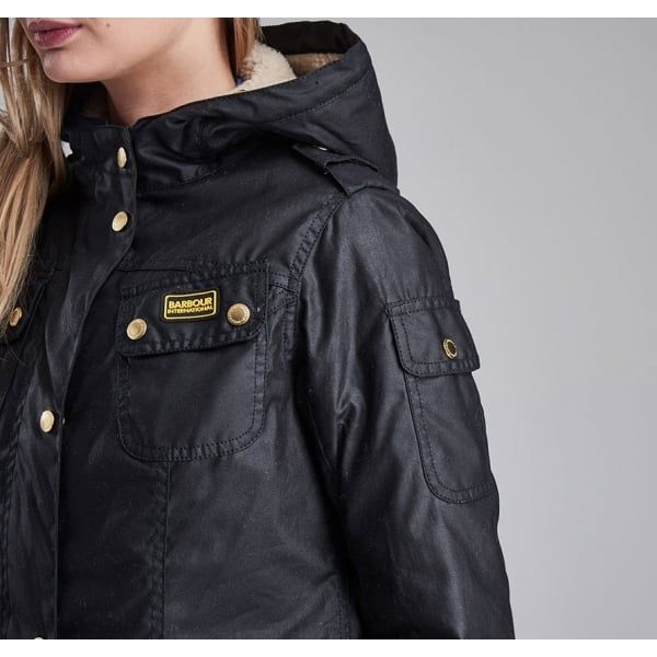 Womens Black Flywheel Waxed Parka