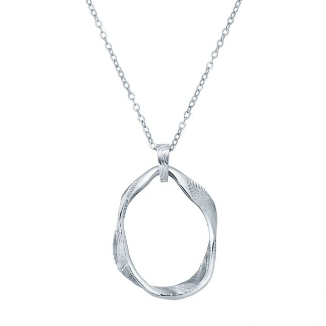 Womens Silver Maura Ribbon Loop Pendant Necklace