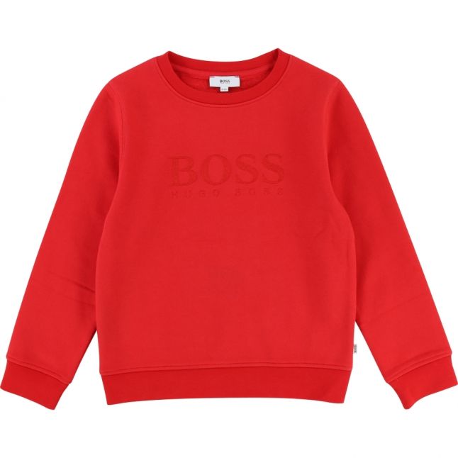 Boys Pop Red Embossed Logo Sweat Top