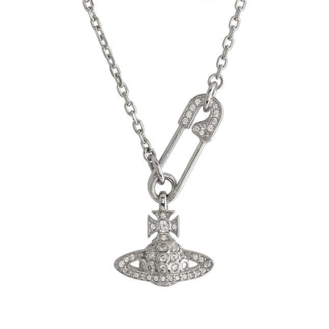 Womens Platinum/White Crystal Lucrece Pendant Necklace