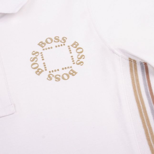 Boys White Triple Gold S/s Polo Shirt