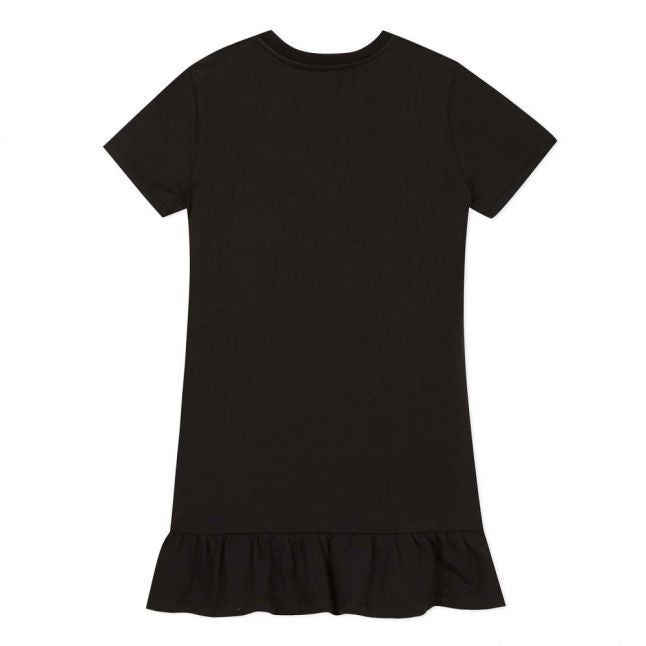 Girls Black Multicolour Logo Dress