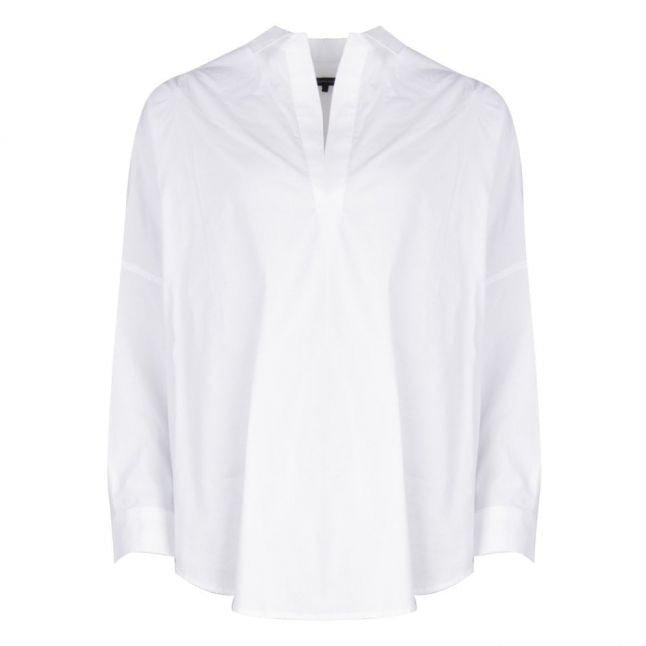 Womens Linen White Rhodes Poplin Blouse