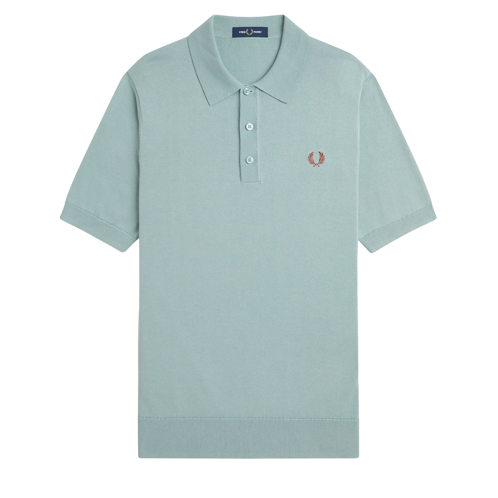 Mens Fred Perry Silver Blue Cotton Knitted S/s Polo Shirt