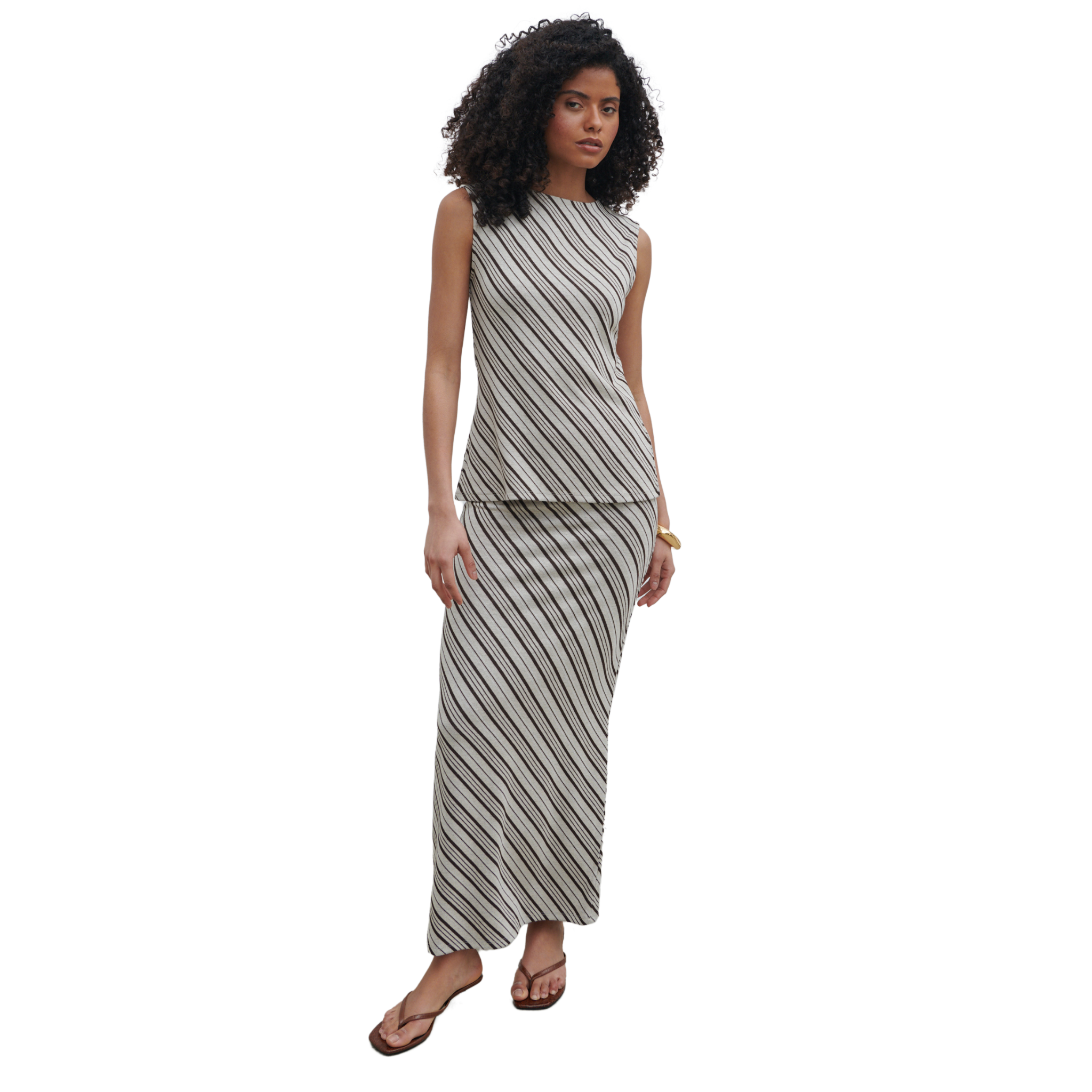 Womens Pretty Lavish Asymmetric Stripe Kali Jersey Skirt