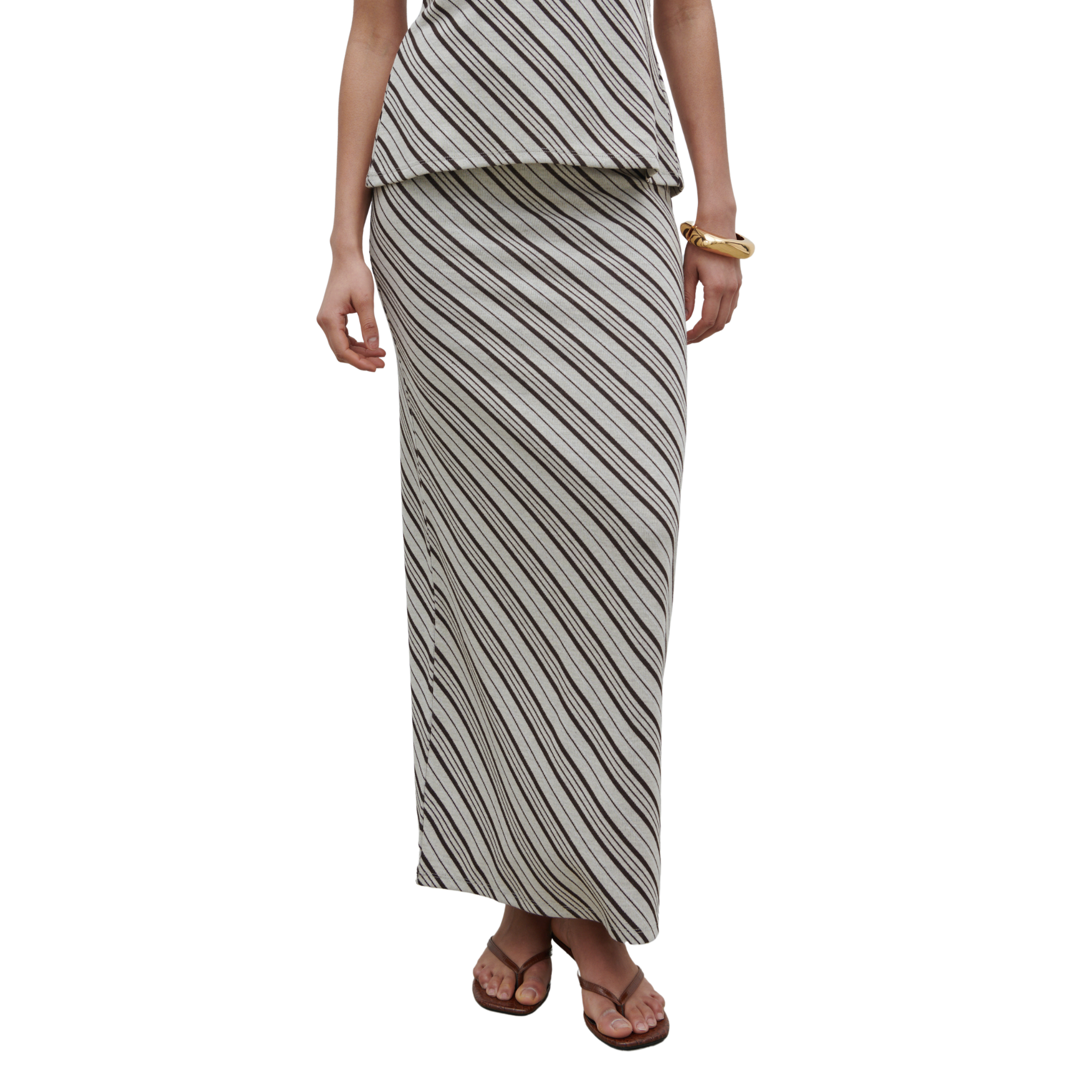 Womens Pretty Lavish Asymmetric Stripe Kali Jersey Skirt